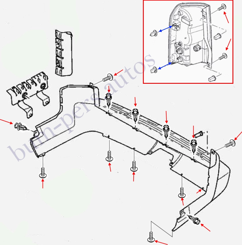 Rear bumper mounting scheme for Land Rover Discovery 4 / LR4 (2009-2016)