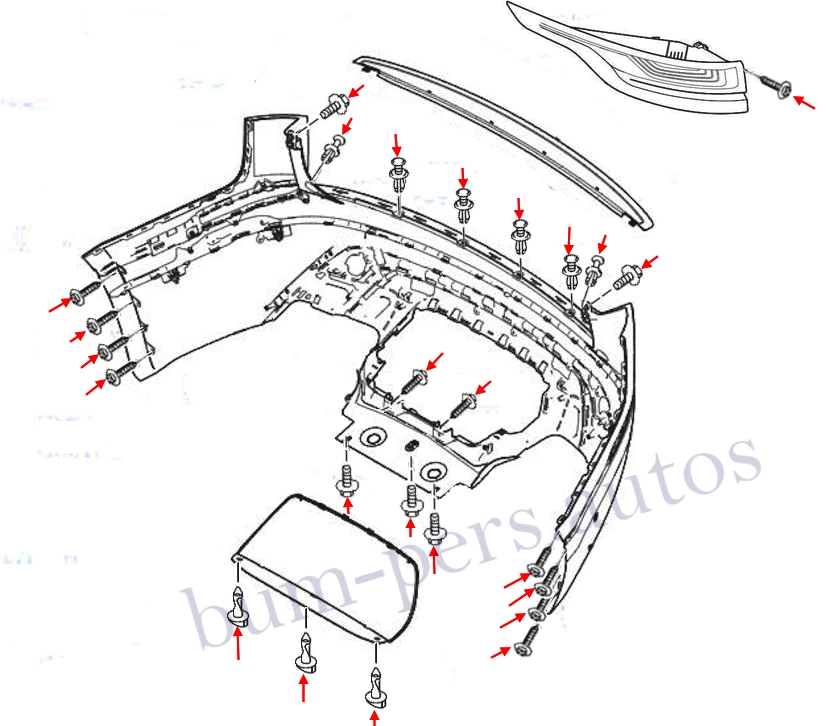 Rear bumper mounting scheme for Range Rover Velar I (L560) (2013-2025)