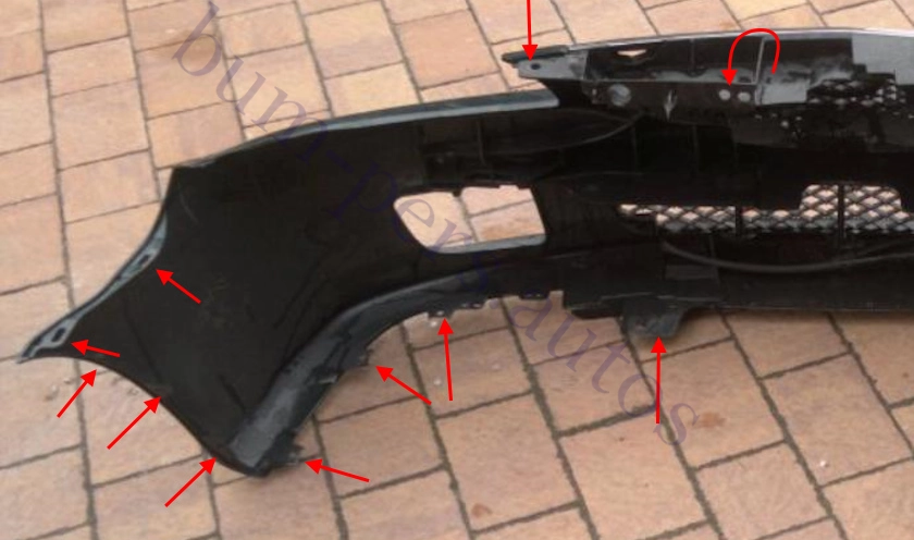 Front bumper mounting points for Mazda 323 / Familia / Protege (1998-2003)