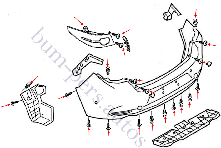 Rear bumper mounting scheme for Mazda 3 MK4 (2019-2025)